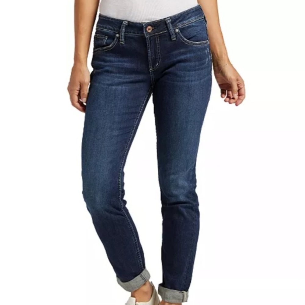 Silver Jeans Boyfriend Slim Fit Dark Blue Mid-Rise Jeans W30/L29